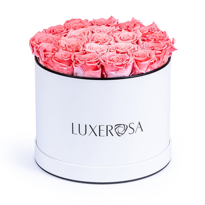 White, Large Round Forever Rose Box