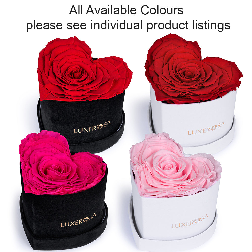 V Shape Roses Black Velvet Suede, Small, Venus Heart Shaped, Eternity Rose Box With