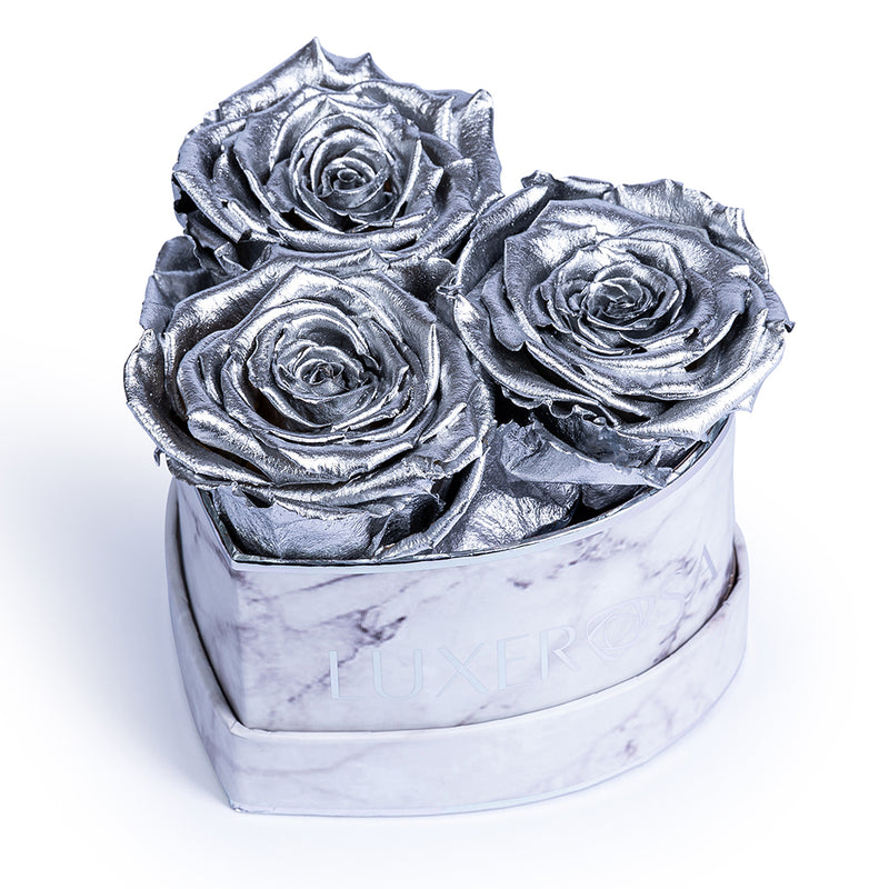 Small, Silver, Venus Heart Shaped, Eternity Rose Box