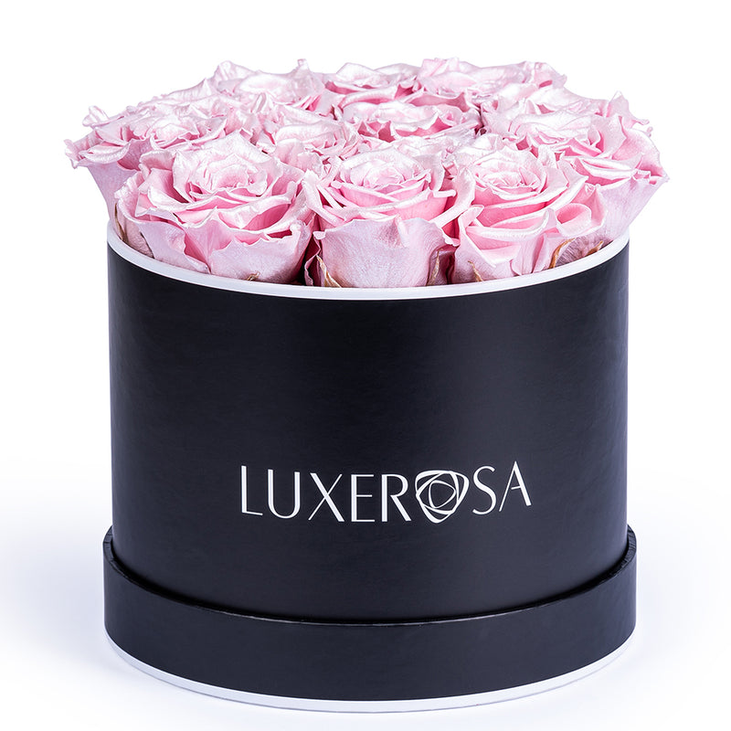 Black, Medium, Round Forever Rose Box