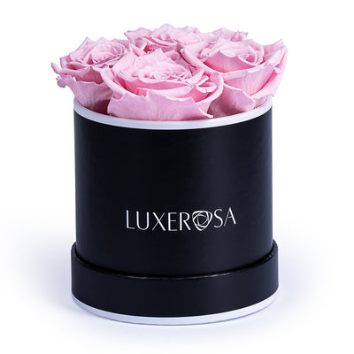Black, Small Round Forever Rose Box