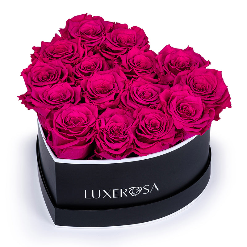 Black, Medium, Venus Heart Shaped, Eternity Rose Box
