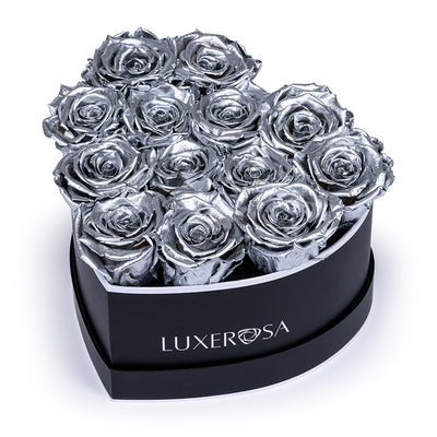 Black, Medium, Venus Heart Shaped, Eternity Rose Box