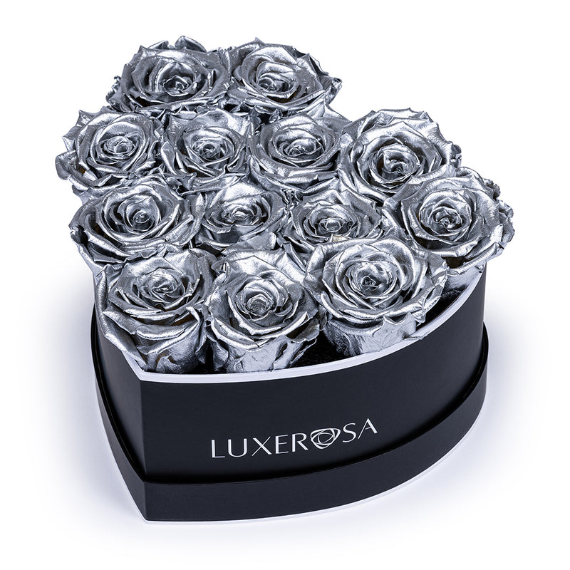 Black, Medium, Venus Heart Shaped, Eternity Rose Box