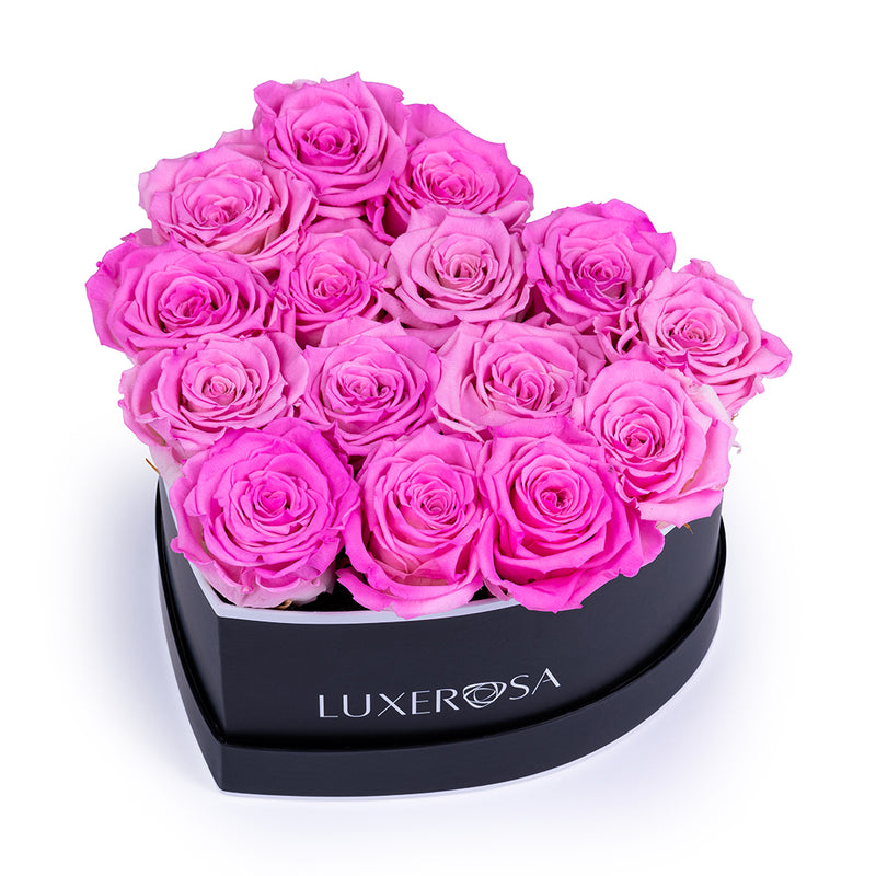 Black, Medium, Venus Heart Shaped, Eternity Rose Box