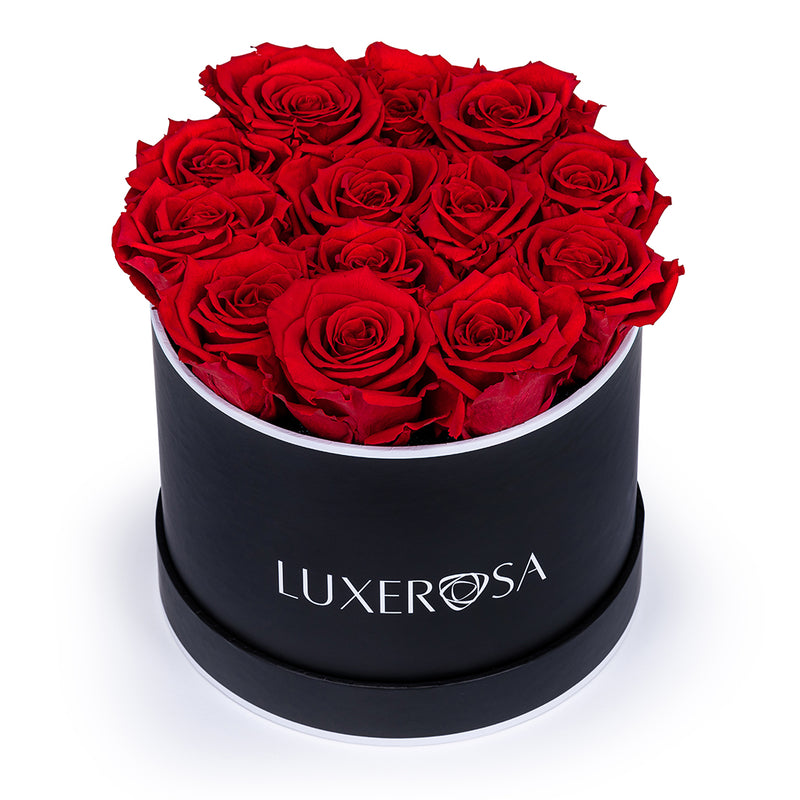 Black, Medium, Round Forever Rose Box