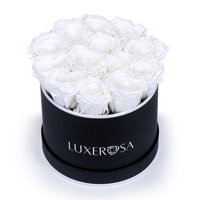 Black, Medium, Round Forever Rose Box