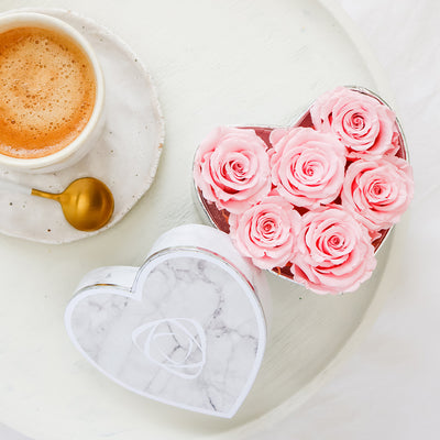 Small, Silver Venus Heart Box With Petite Eternity Roses