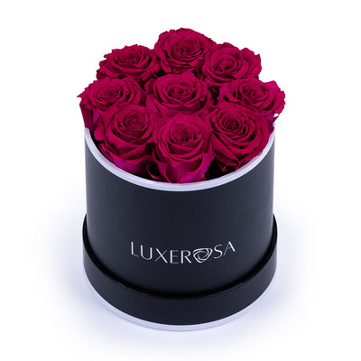 Black, Small Round Petite Forever Rose Box