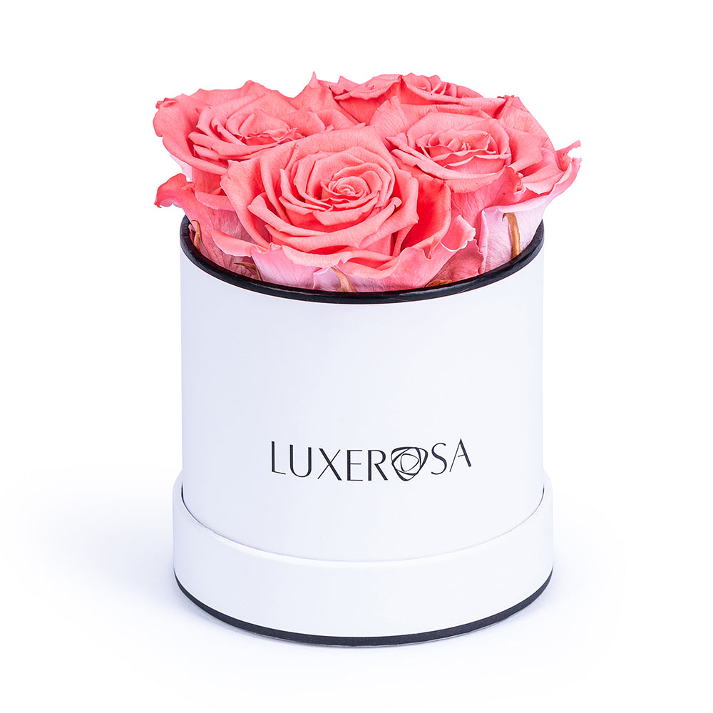 White, Small Round Forever Rose Box - LUXEROSA