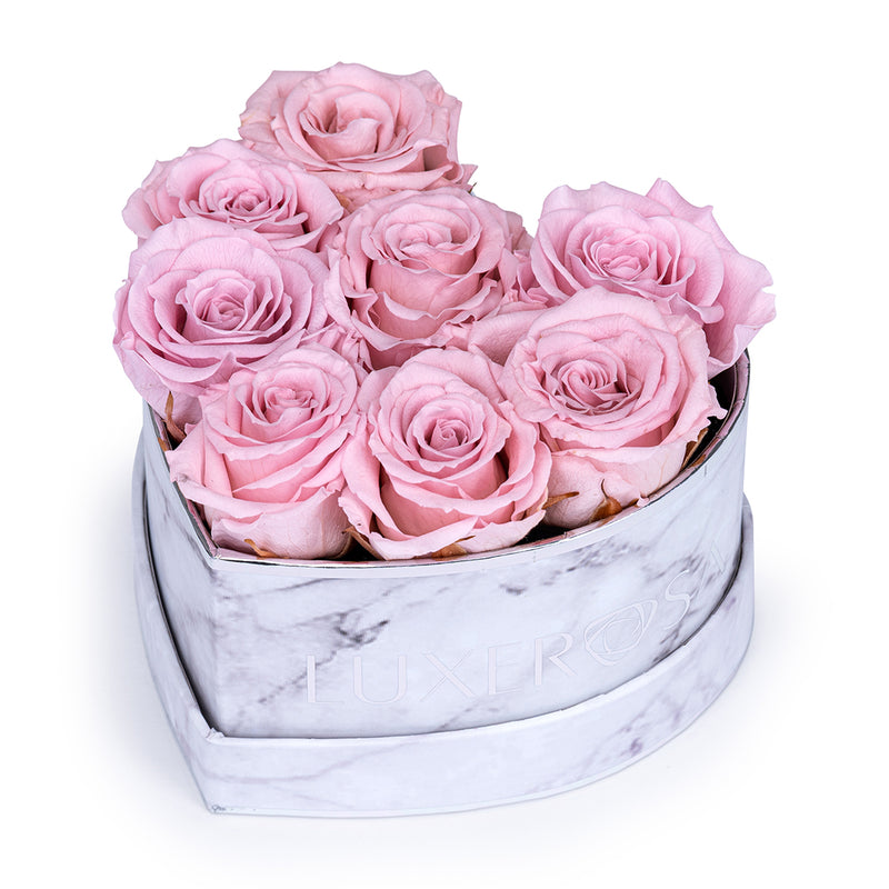 Small, Silver Venus Heart Box With Petite Eternity Roses
