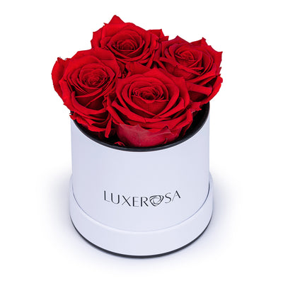 White, Small Round Forever Rose Box