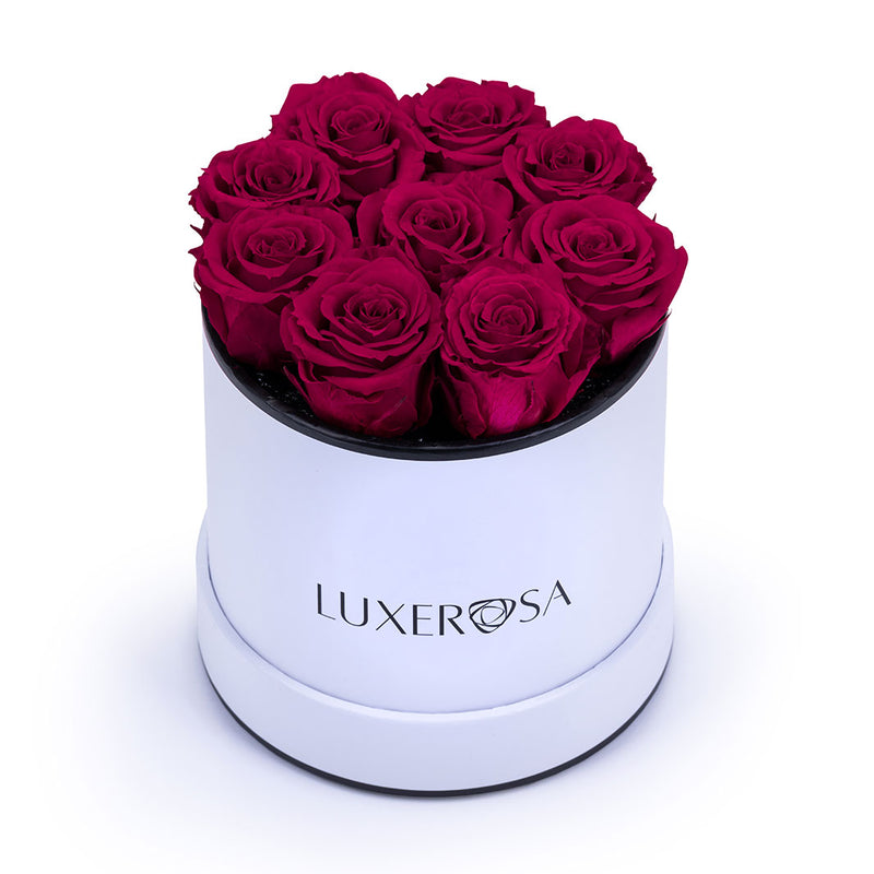 White, Small Round Petite Forever Rose Box